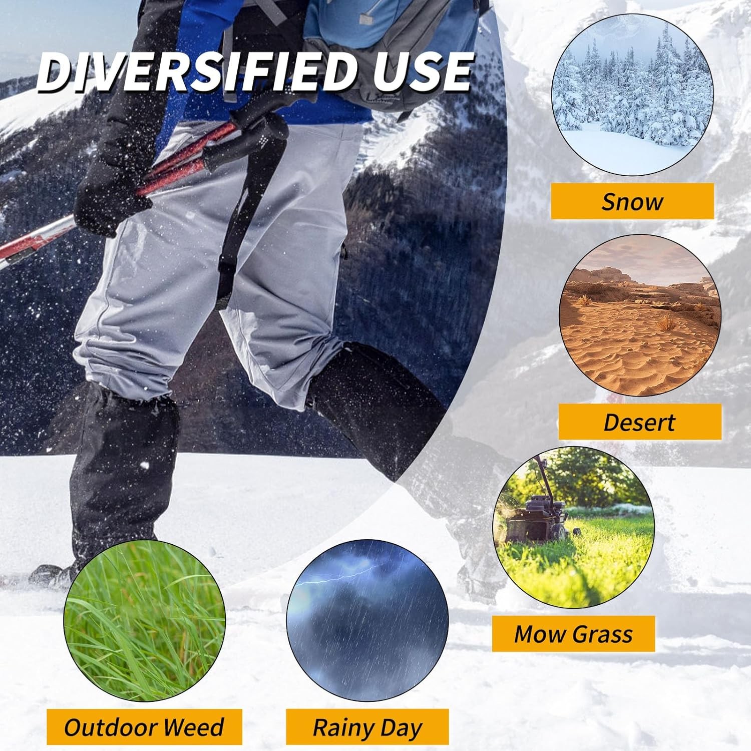 Leg Gaiters 100% Waterproof Adjustable Shoe Snow Boot Guard Gators for Hiking Sh