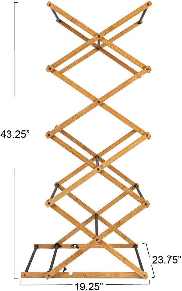 Bamboo Adjustable Folding Clothes Drying Rack Upscale Laundry Rack