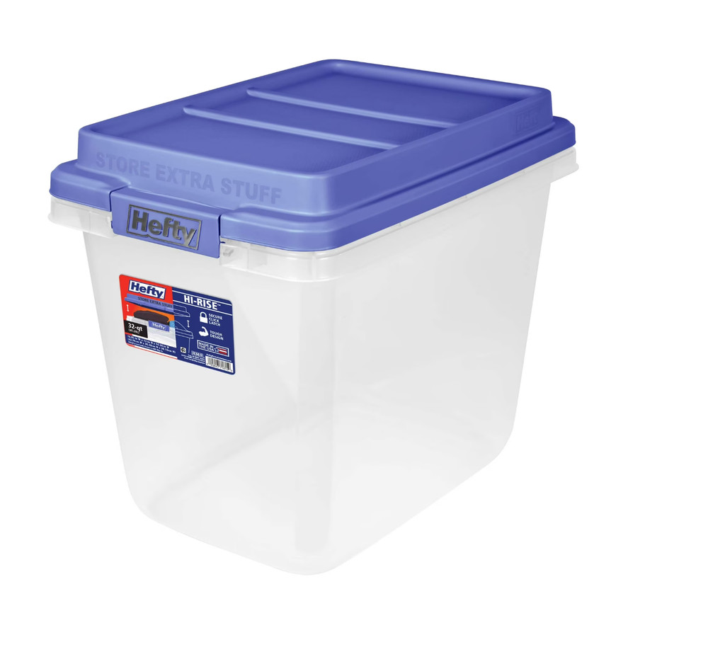 (2 pack) Hefty, 32 Quart Clear Storage Bin, Latched Storage Container