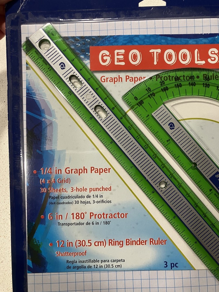 Staedtler GEOTOOLS Graph Paper Protractor Ruler Set NEW