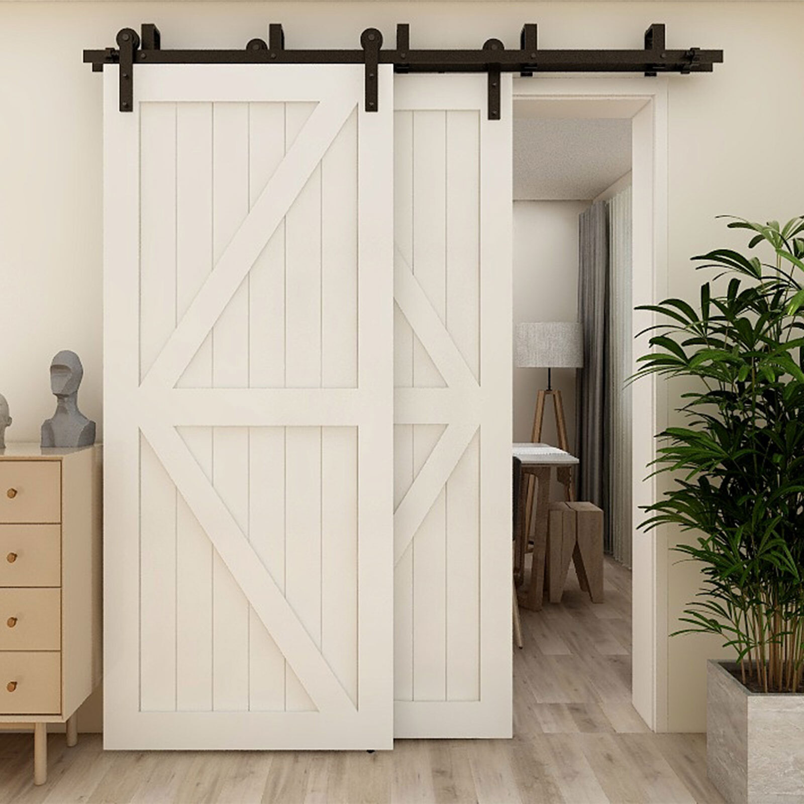 4-20FT Sliding Barn Wood Door Hardware Closet Track Kit For Single/Double/Bypass