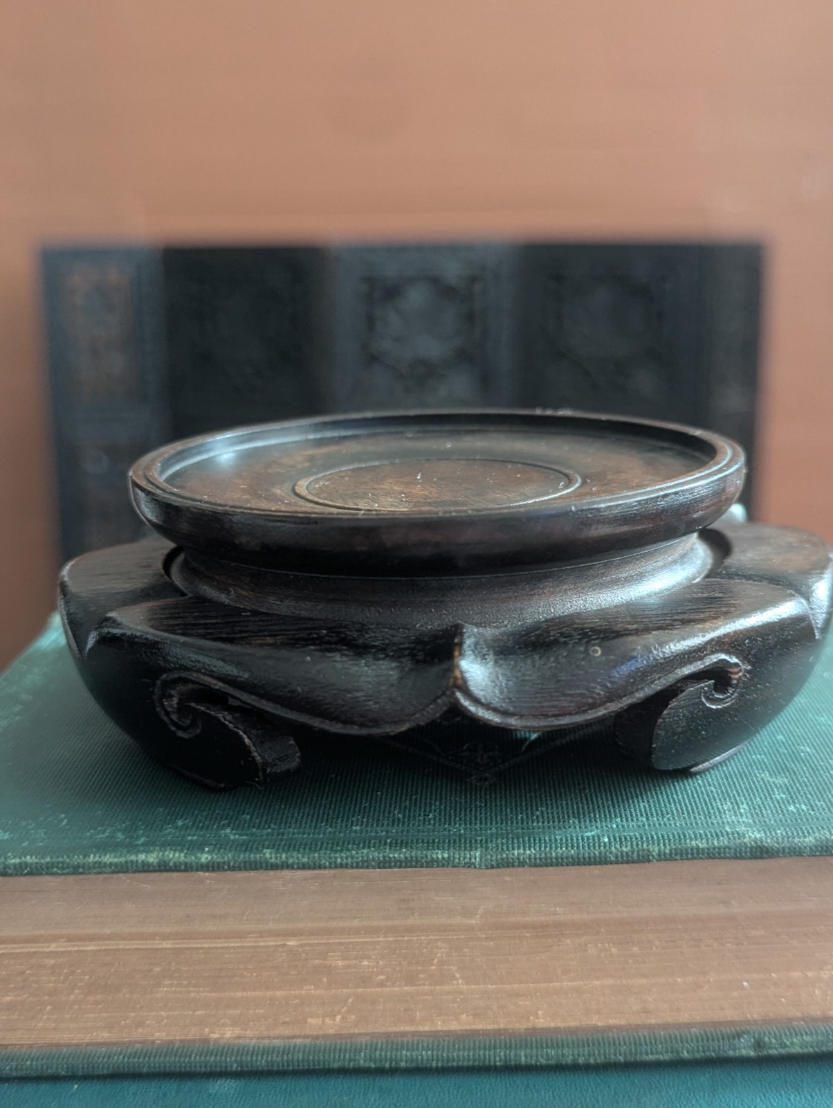 Vintage Japanese Carved Wood Display Stand Kadai for Vase or Bonsai