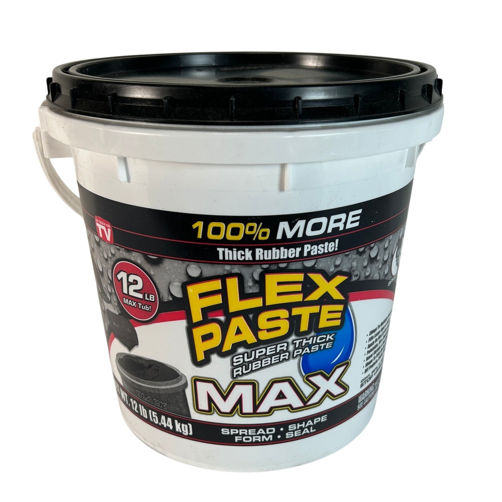 Flex Paste MAX Super Thick Rubber Paste Black 12 lb Tub Spread Shape Form Seal