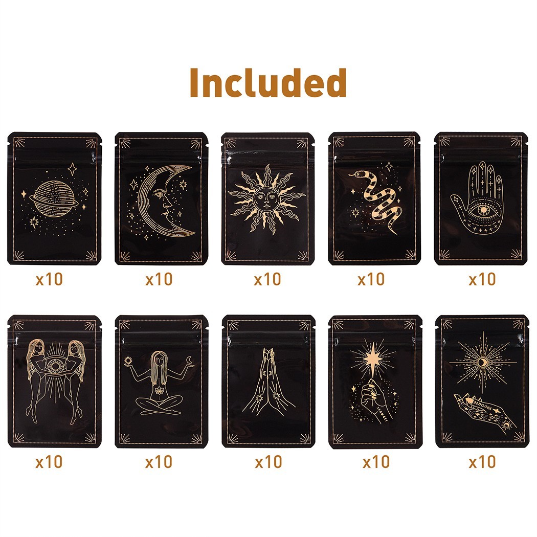 100pcs Resealable Mylar Bags, 7X10cm Smell Proof 1g Flower Storage Bag