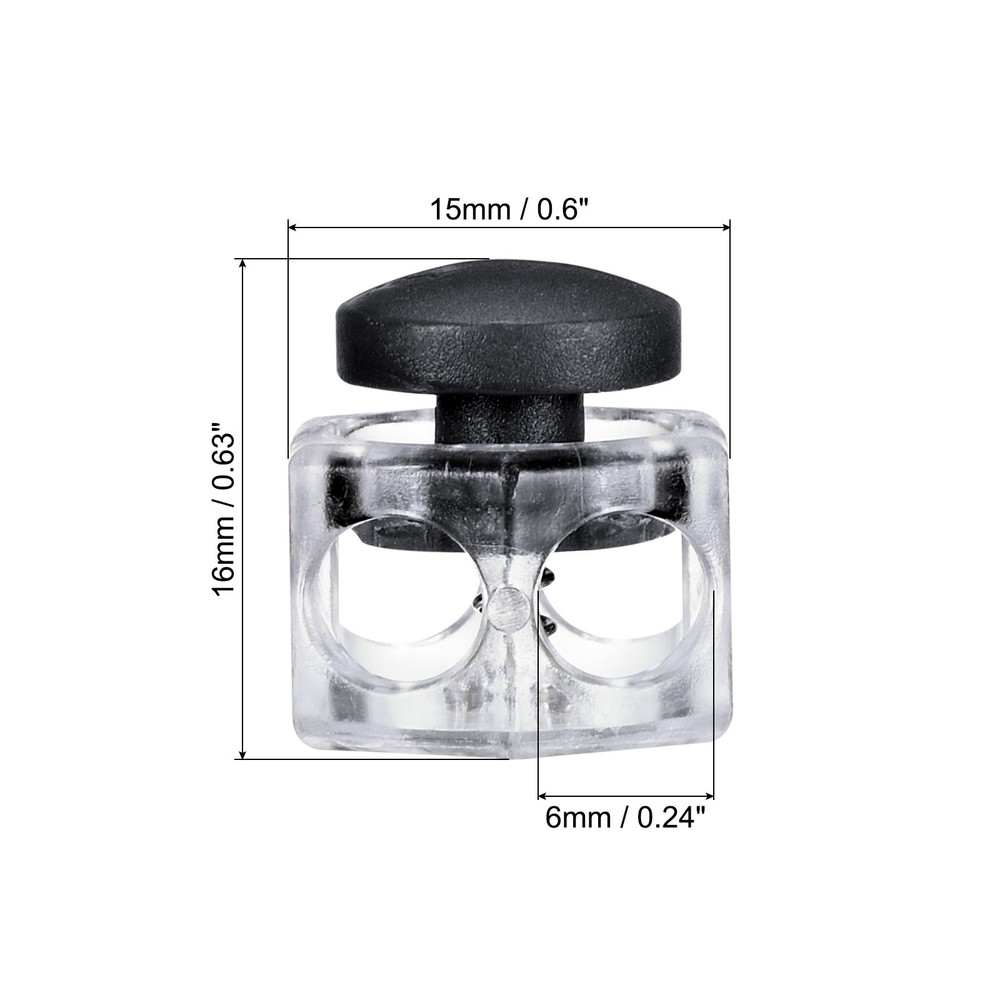 Cord Locks, 50 Pack Hexagonal Spring Toggle Stopper, Clear Black