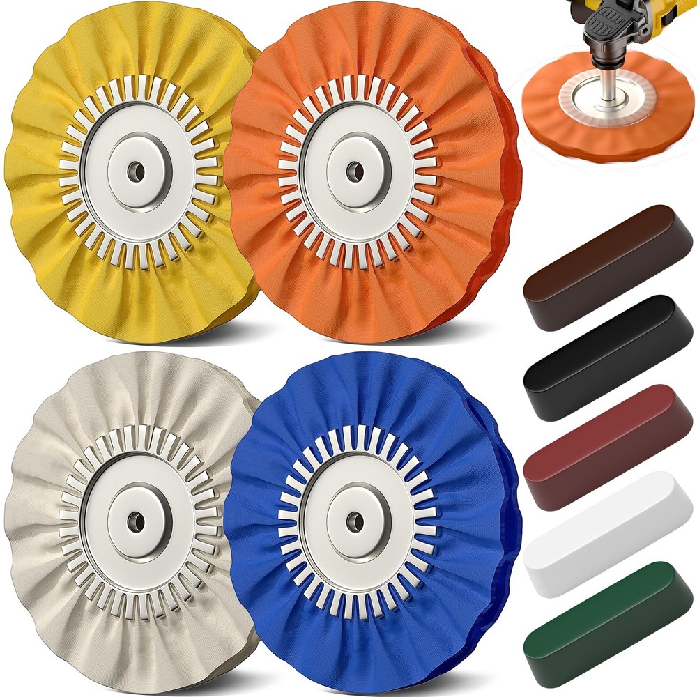 BURMONG 8" Airway Buffing Wheels for 4.5" Angle Grinder, 9PCS Buffer...