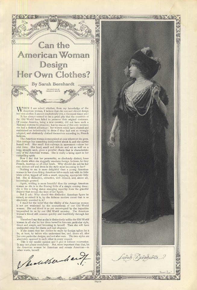 Sarah Bernhardt: Can the American Woman Design Her Own Clothes? LHJ 1912