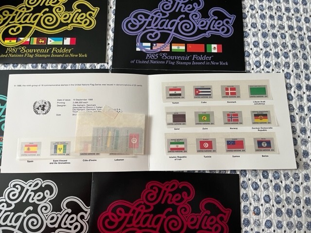 43 United Nations Souvenir Folders w/Mint Stamps Free Shipping