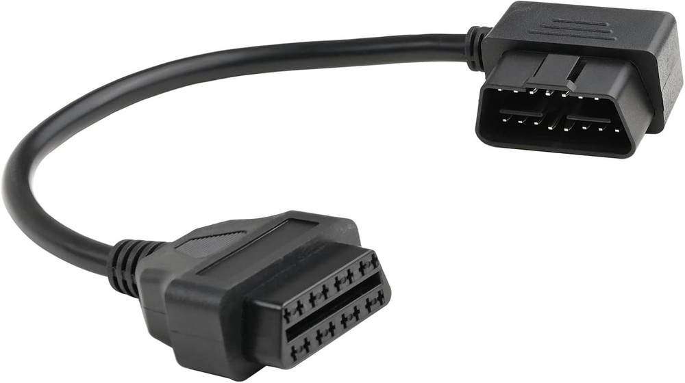 Compact 1ft OBD-II Extension Cable with Right Angle Connector for Diagnostics