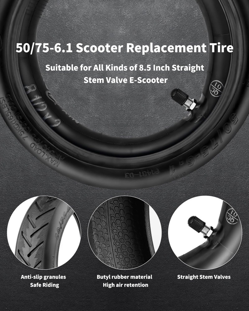 Thickened 8.5 Pneumatic Tire Replacement for Gotrax M365 - Enhanced Grip