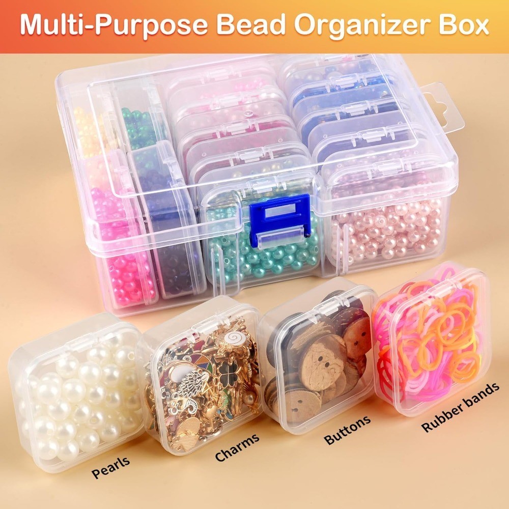 Clear Plastic Storage Containers with Labels, 15 Pcs Mini Organizer Boxes for