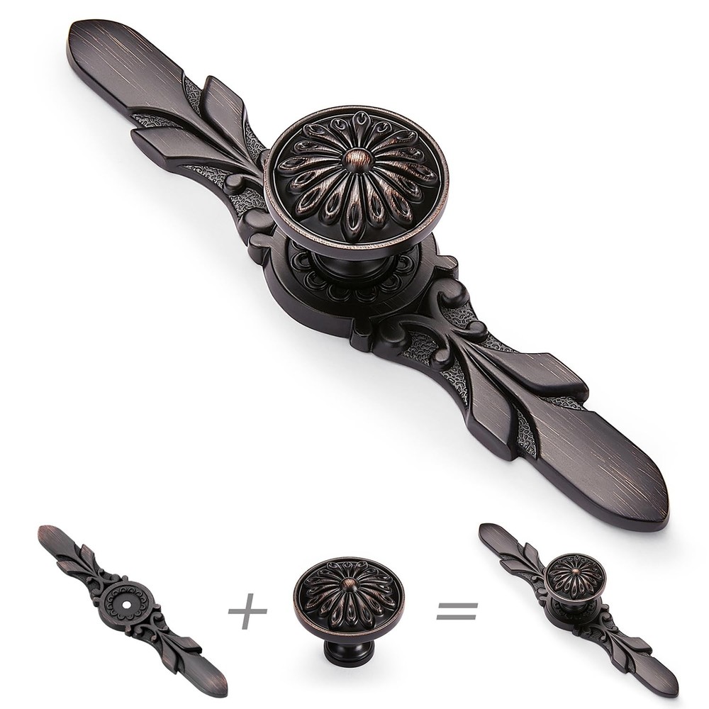 Aandxmok 10 Pack Oil Rubbed Bronze Cabinet Pulls Knobs-
