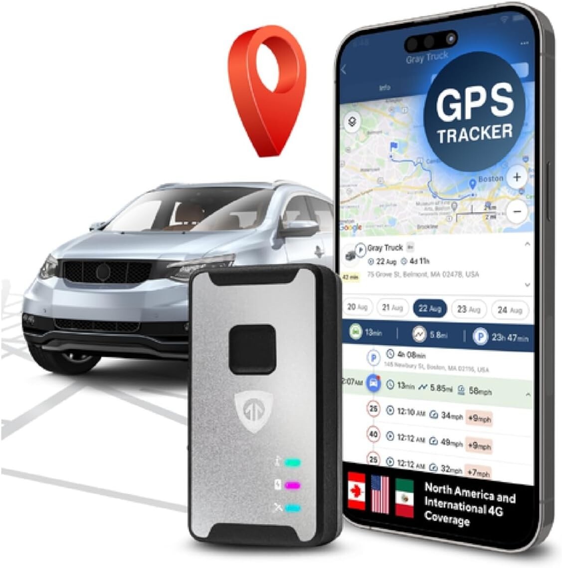 Brickhouse Security Spark Nano 7 LTE Micro Mini GPS Tracking Device - Silver