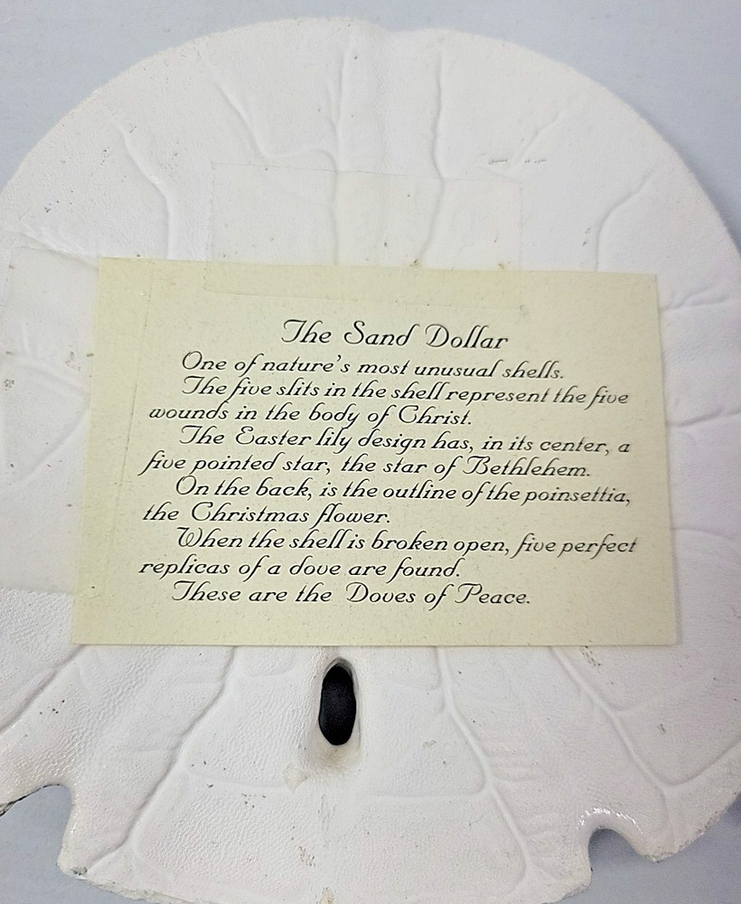 Hand Decorated Plaster/Chalkware Sand Dollar w/Stand