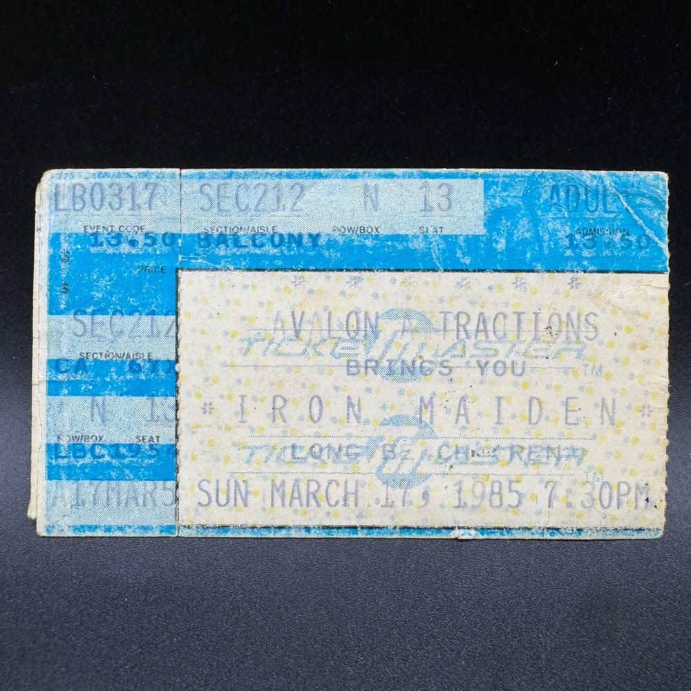 IRON MAIDEN CONCERT TICKET STUB, MAR 17 1985, LONG BEACH ARENA
