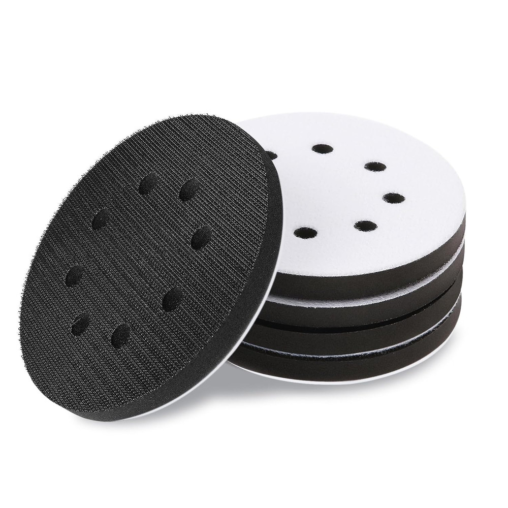 5pc 5" Foam Sanding Sander Buffer Backing Pads 8 Hole Sponge Hook Loop Interface
