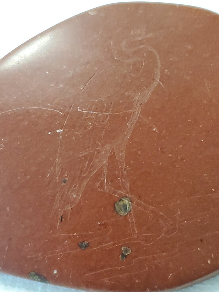 Red Rock Stone Semi Polished With Bird Etching