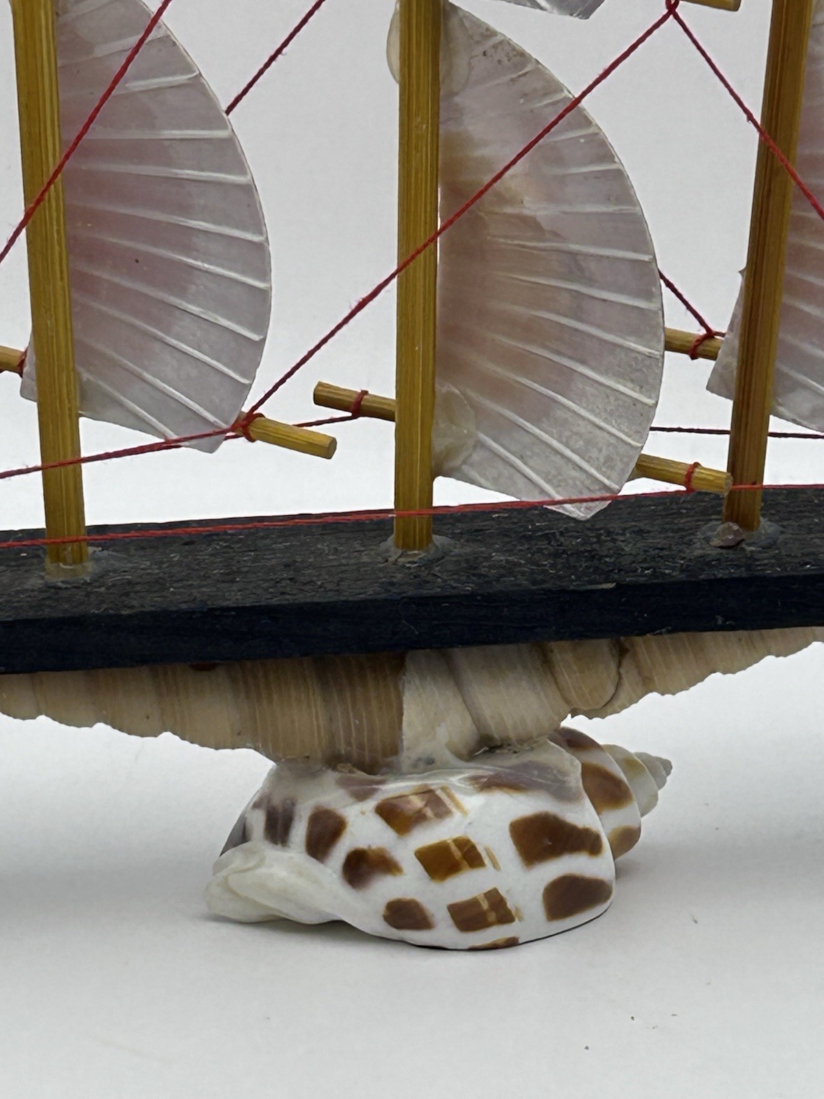 VTG Hand made Sea Shell Wood & Cord Sailing Ship Model St. Thomas V.I.