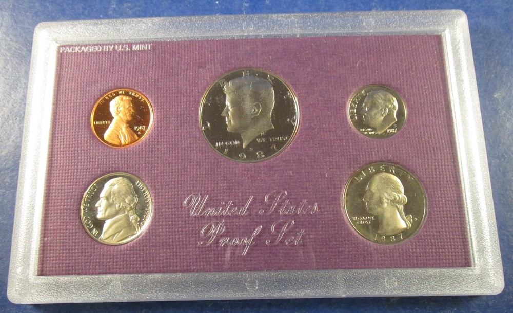 1987 Clad US Proof 5 Coin Set w/ OGP- Very Nice Sets!