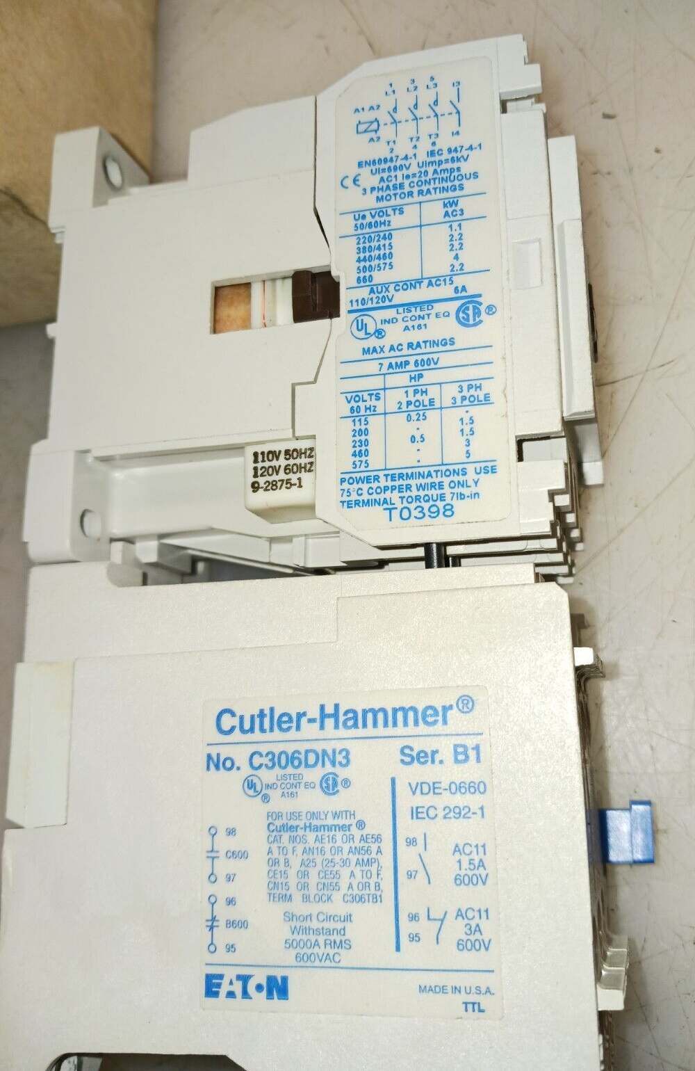 NEW CUTLER HAMMER AE16ANS0AC MOTOR STARTER COIL 120 VAC 3 HP 7 AMP
