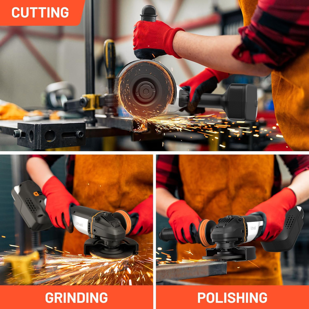 20V Brushless Cordless Angle Grinder, 4.9-Inch Variable Speed Grinder with Batte