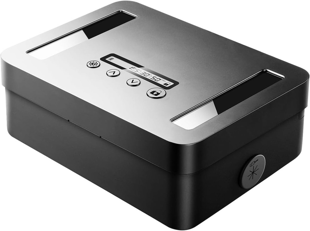 Metal Time Lock Box, Phone Lock Box with Timer, Timed Locking Safe, S