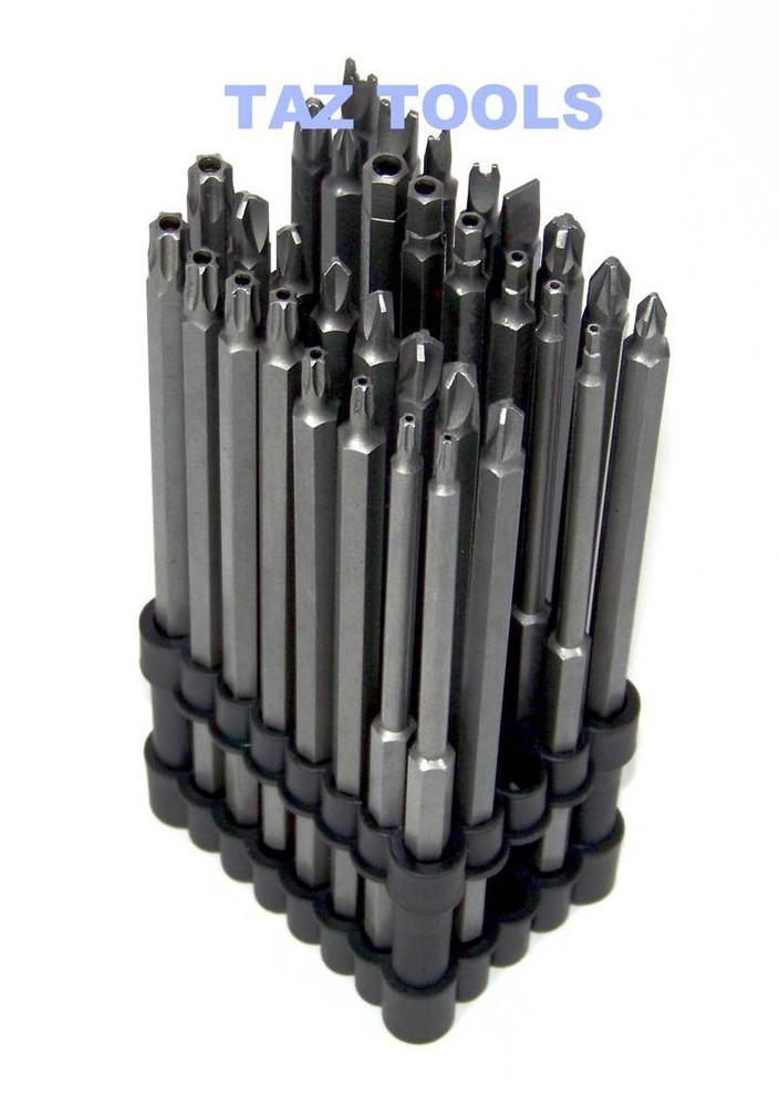 32pc Extra Long Security Bit Tamper Proof Torx Star Tri Wing Pozi Screwdriver