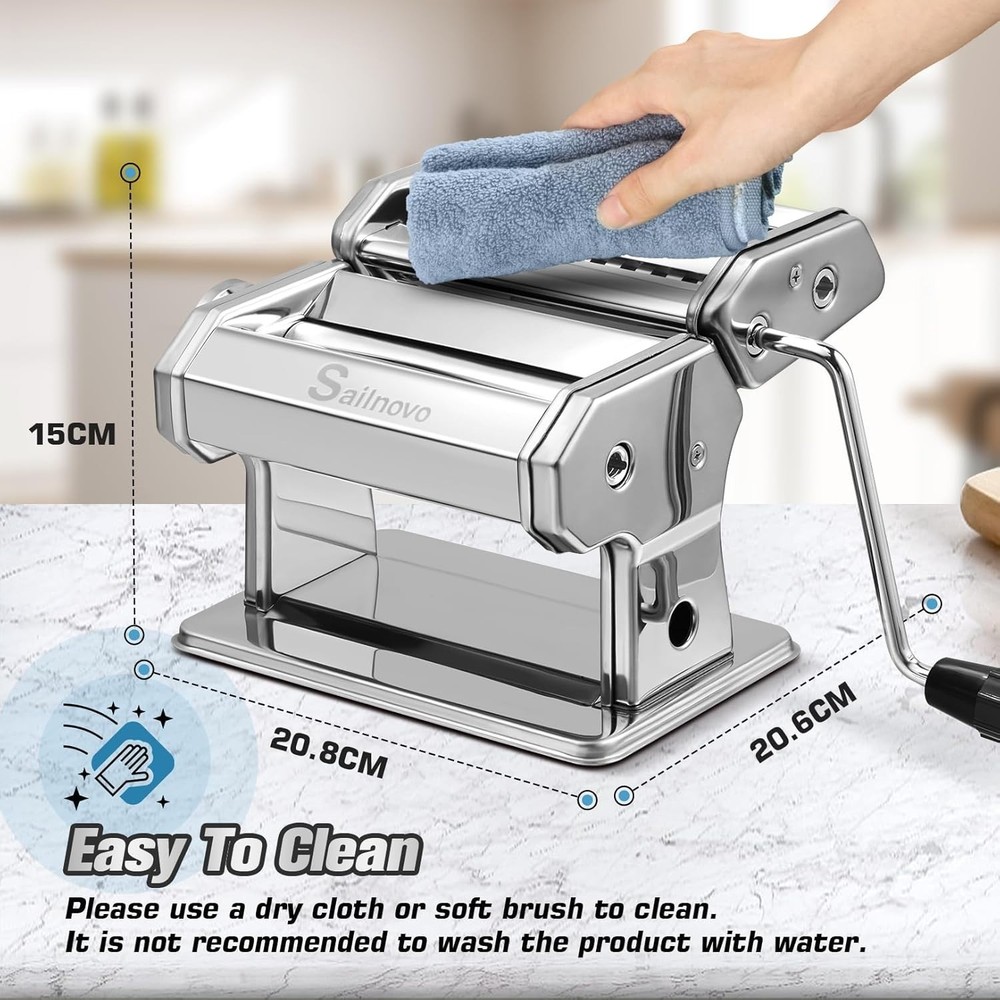 Pasta Maker Machine, 180 Roller Pasta Maker, 9 Adjustable Thickness Settings ...