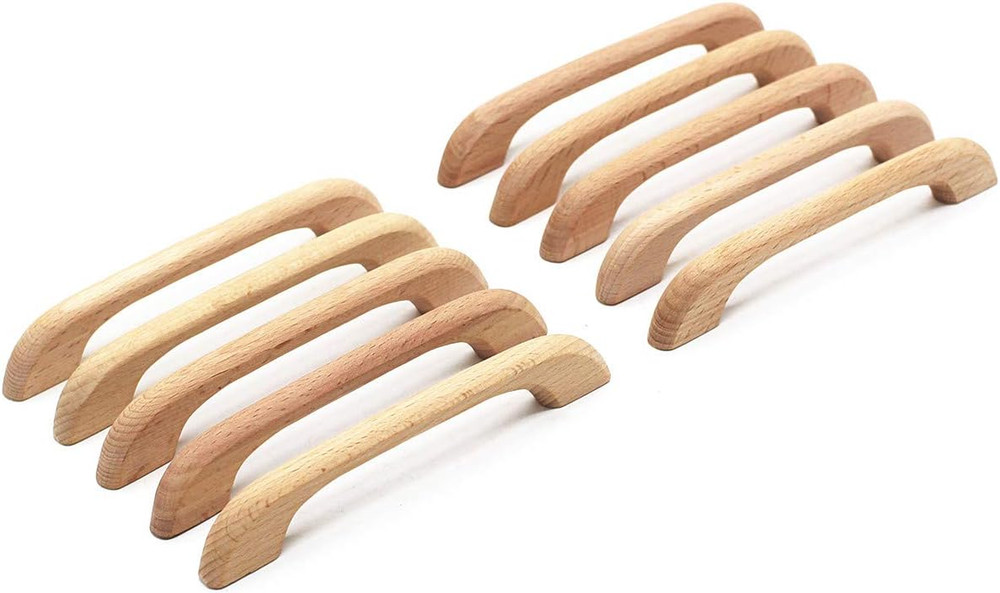 WEICHUAN 10PCS Unfinished Wood Drawer Knobs Pulls Handles - Kitchen Cabinets Fur