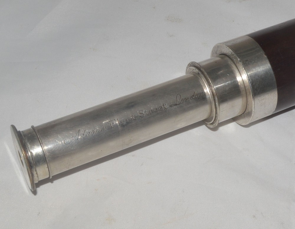 Three draw silver plate telescope – Adams.