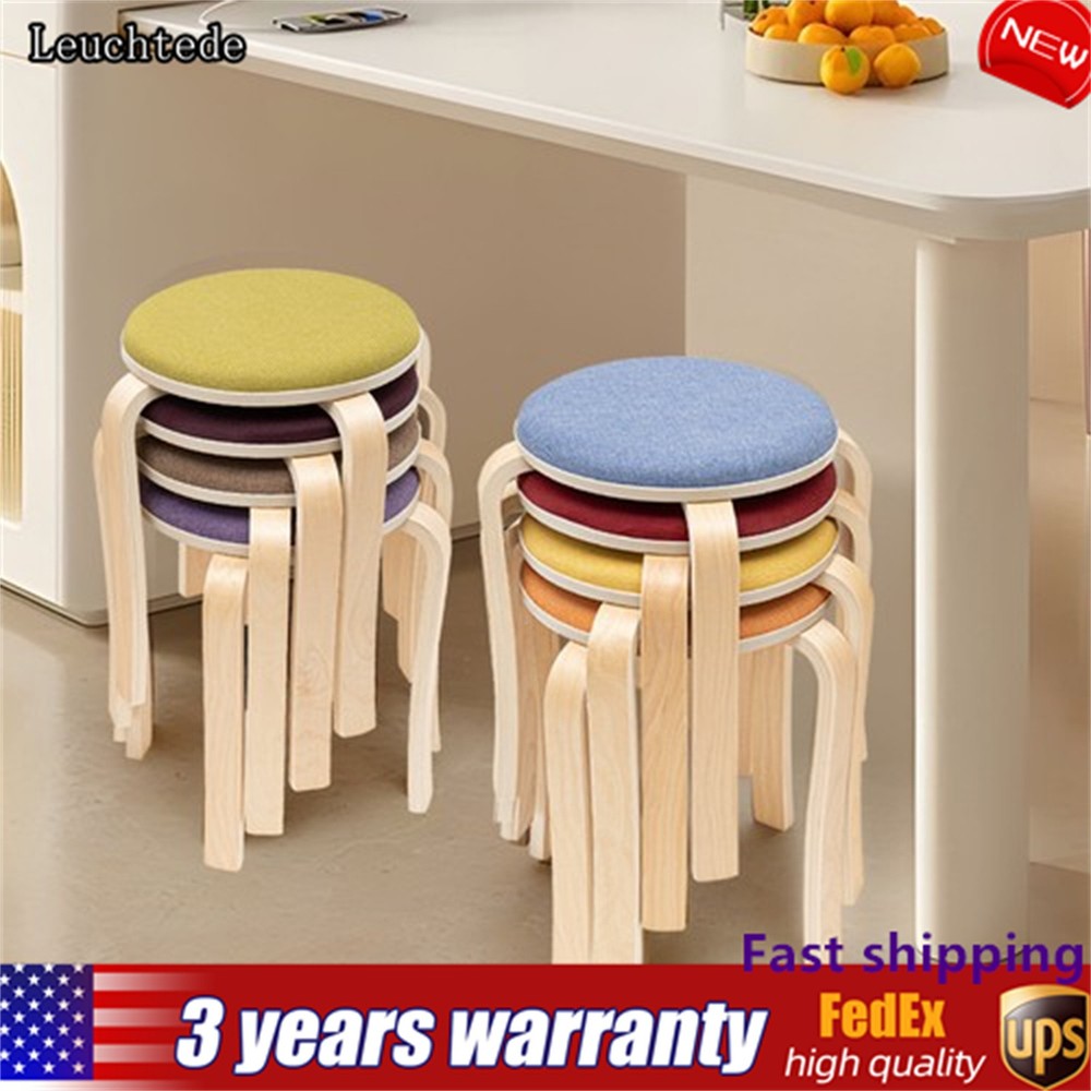 Stackable Stools, Stackable Round Stools, Set of 8 Stacking Wooden Stools NEW