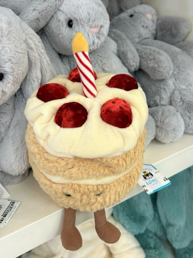 Jellycat Birthday Cake Plush Toy Amuseables Cute Soft Stuffed Toy with Dust Bag