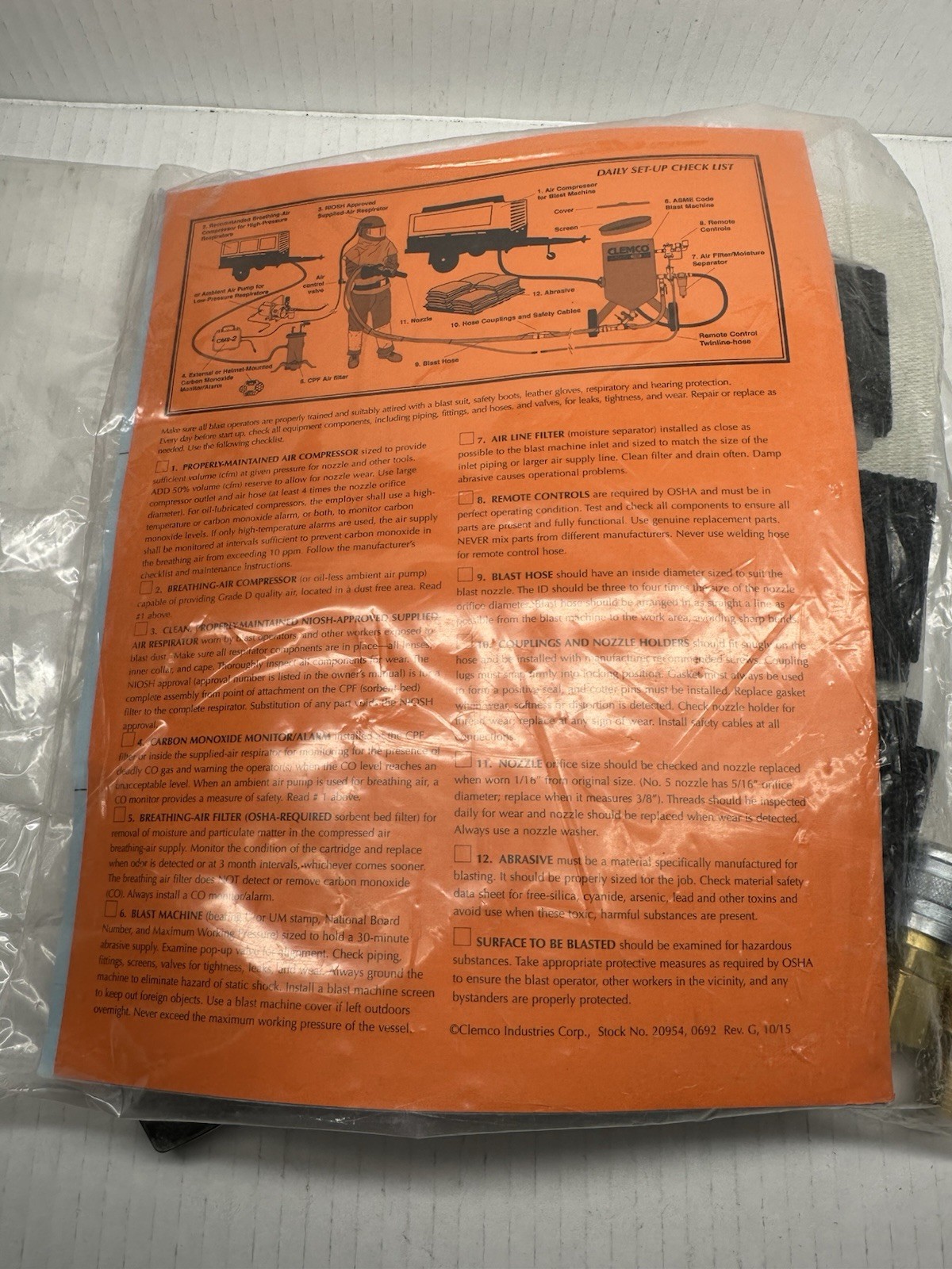 Clemco Industries Cool-Air Tube Model Cat 04410 For Blasting Helmets 90-100 PSI