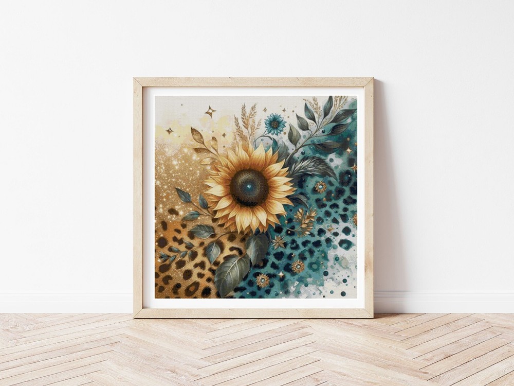 Sunflower Beach Ocean Full Cover Counted Cross Stitch Pattern