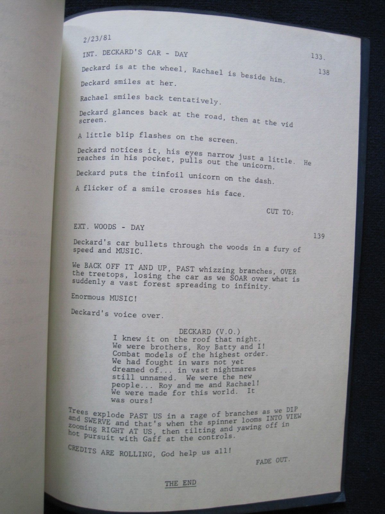 ORIGINAL BLADE RUNNER SCRIPT - BASED ON PHILIP K DICK'S NOVEL, DIR. RIDLEY SCOTT