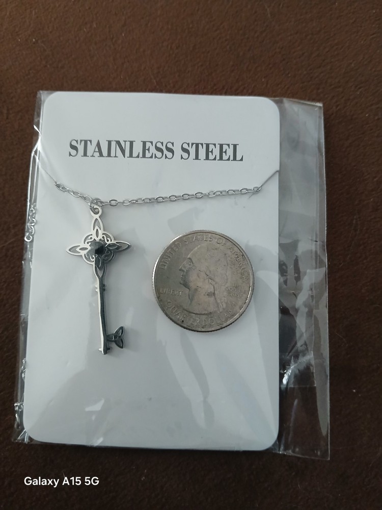 Celtic Stainless Steel Key Necklace