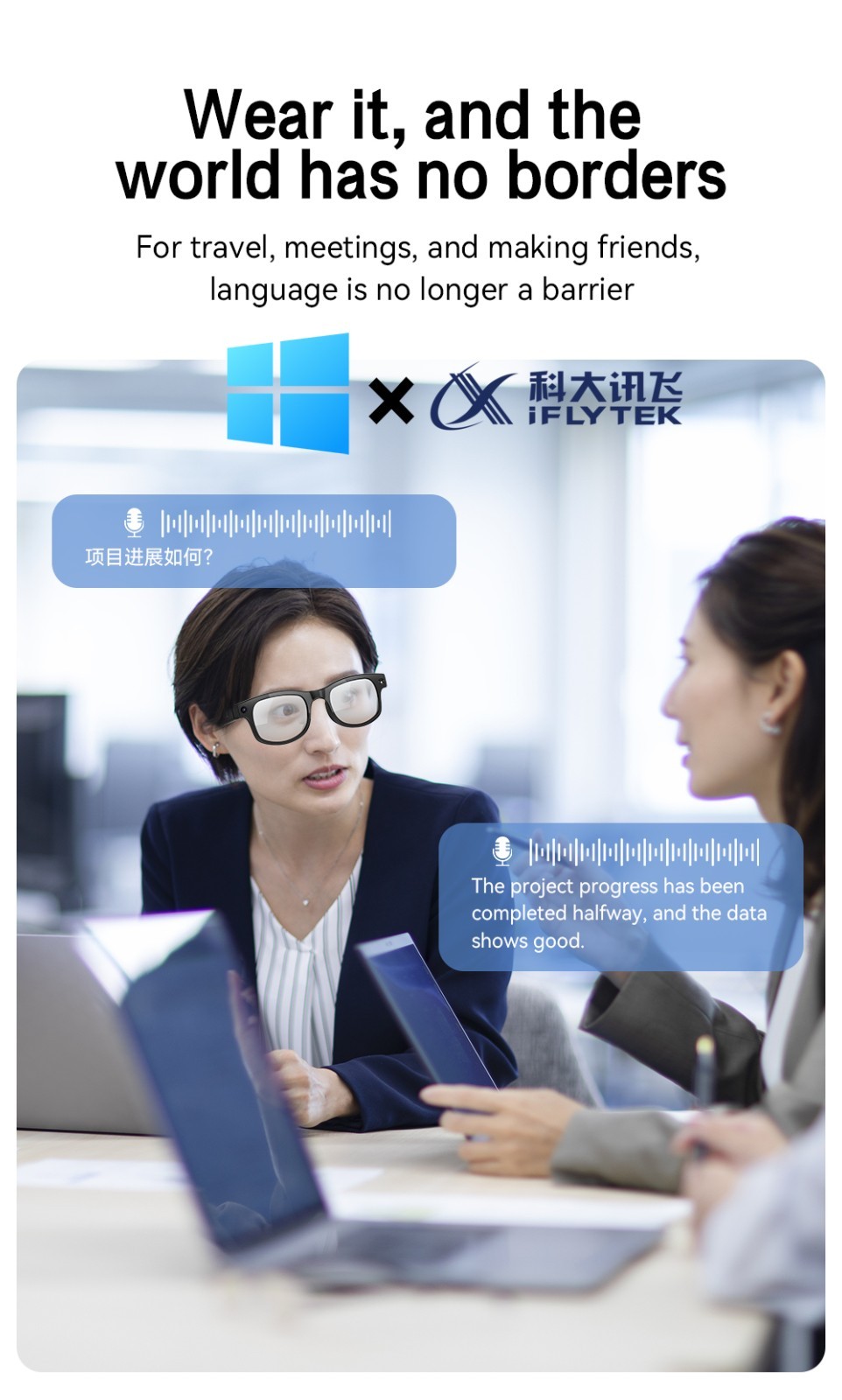 AI Smart Glasses 8MP Camera 4k HD Video Real-Time Translation Image Recognition