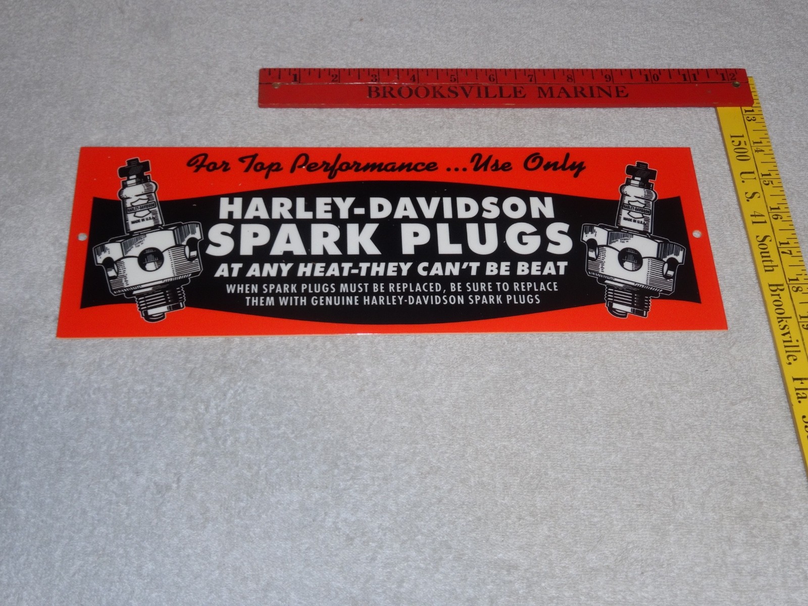 VINTAGE HARLEY DAVIDSON MOTORCYCLE SPARK PLUG PORCELAIN METAL GASOLINE OIL SIGN!