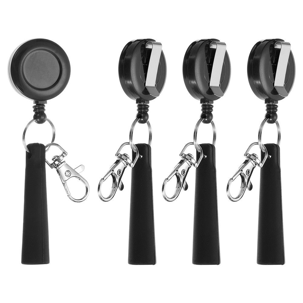 Retractable Pen Holder, 4pcs Pull Pen Pencil Holder Elastic Silicone, Black