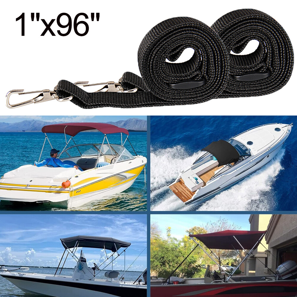 2Pack Double Bimini Top Strap with Hooks All Stainless Steel Hardware Adjustable