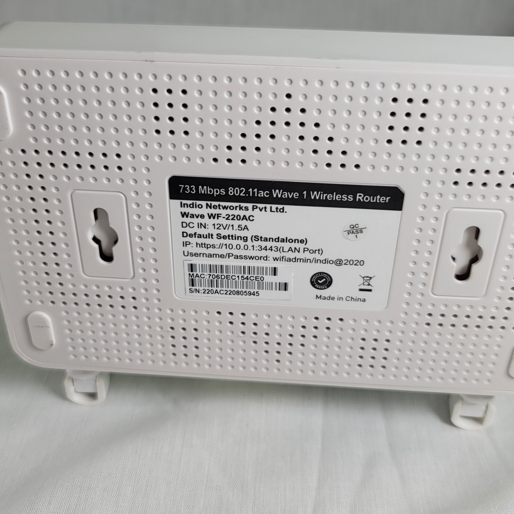 Indio Networks - Wave Wf-220ac Wireless Router - Working, No Cords