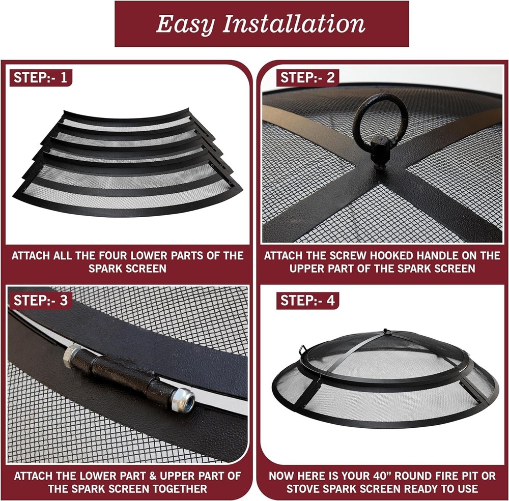 40" Spark Screen For Fire Pit - Fire Pit Screen Cover , Round Fire Pit Insert