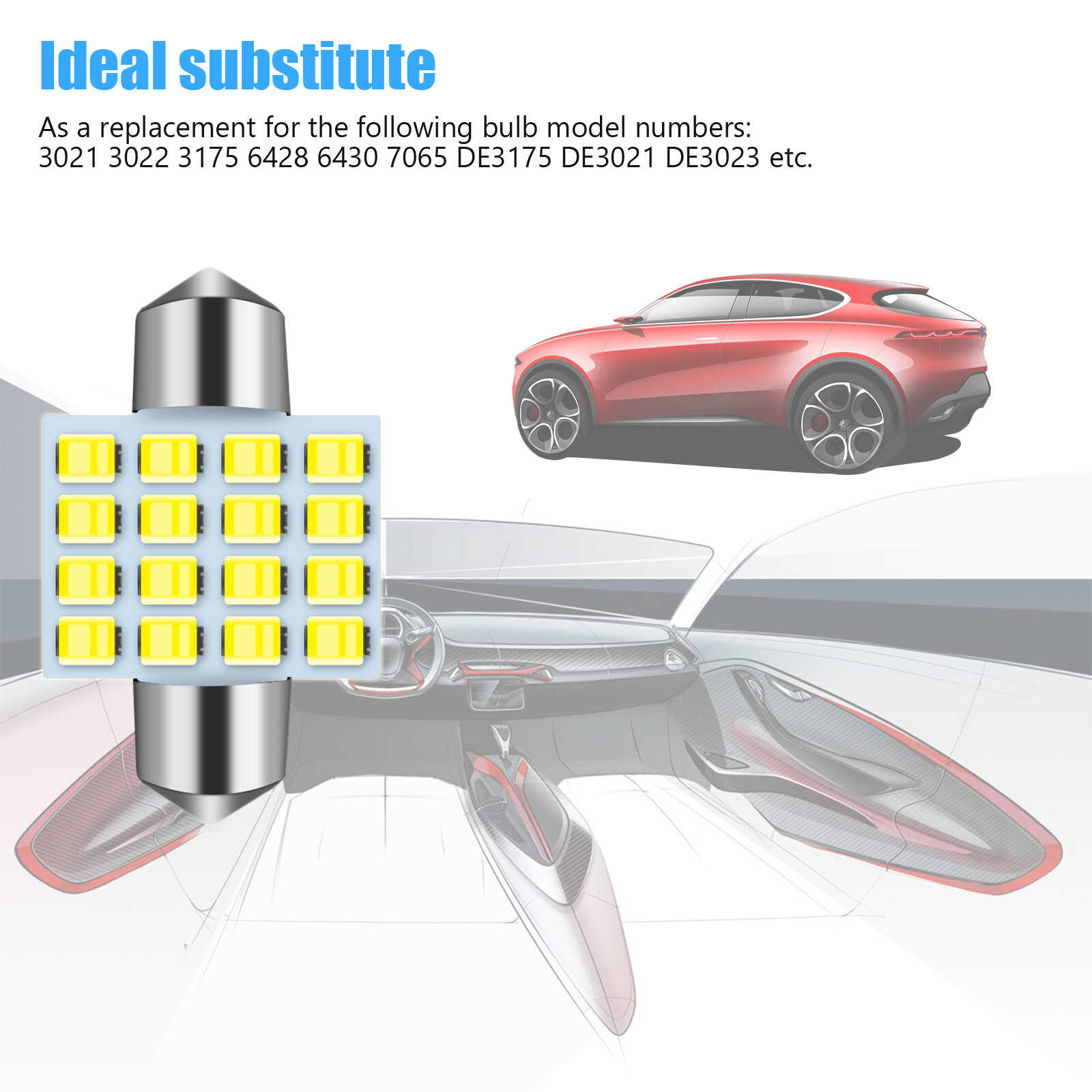 20Pcs 31MM Festoon DE3175 LED Map/Dome Interior Light Bulbs 6000K White CANBUS