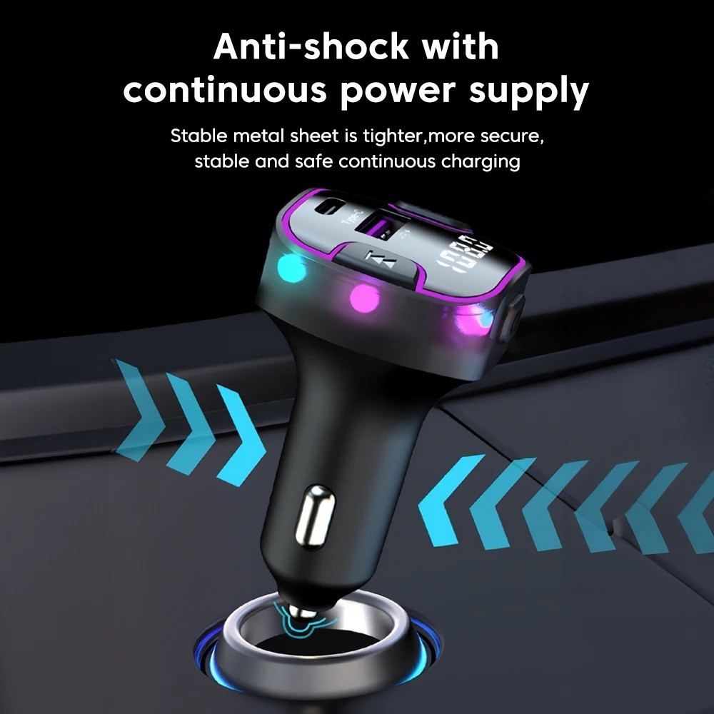 USB Type C Car Charger Fast Charging Car Bluetooth Fm Transmitter Bluetooth 5.3
