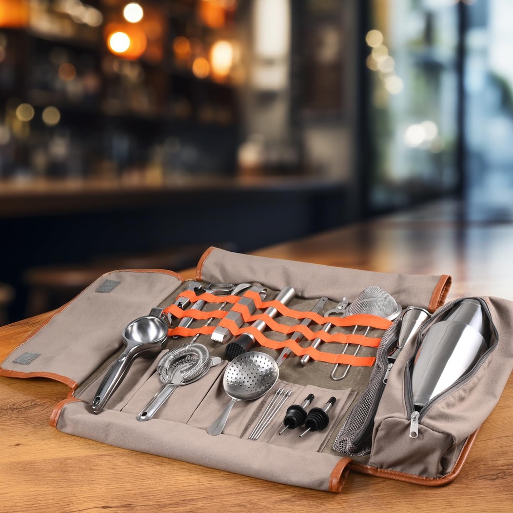 Etens Travel Bartender Kit – 22-Pc Bartending with Bar Tools Silver