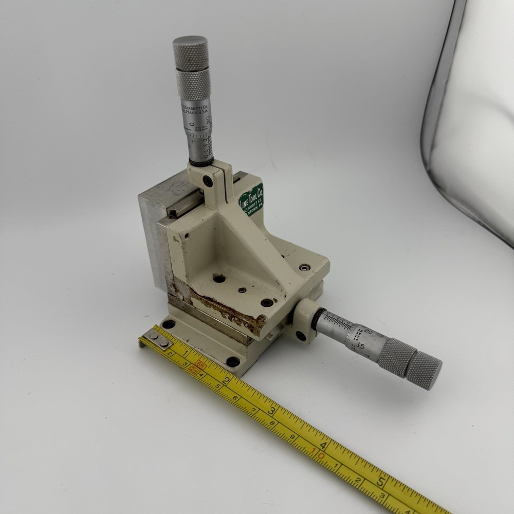 Line Tool Co. 2 Axis Linear Stage w 2 Starrett Micrometers