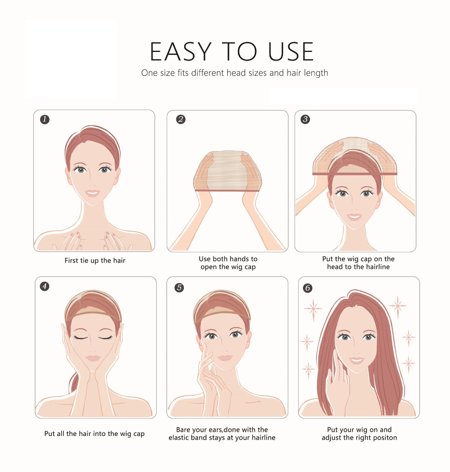 2pcs Deluxe Nylon Stocking Stretchy Wig Caps Light Coffee,Nude,Black, Beige