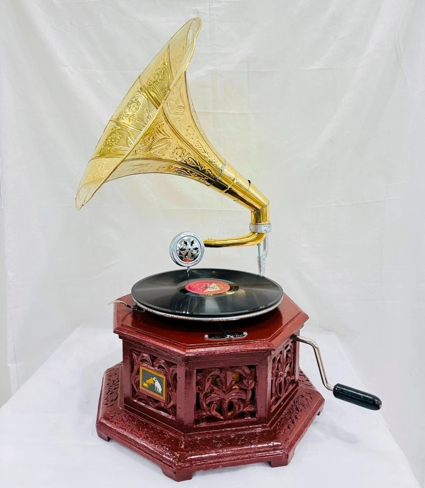Antique Look Gramophone Fully Functional Working Phonograph win-up record player