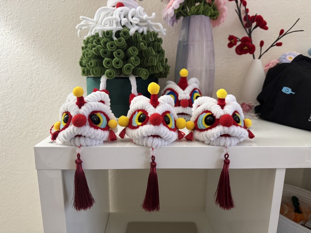Handmade ornament, lionhead, pipe cleaner ，醒狮，扭扭棒