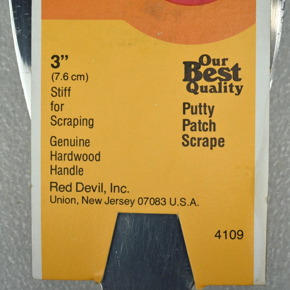 NOS Red Devil Professional Wall Putty Patch Scraper 3" Stiff No. 4109 USA